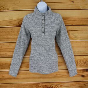 She & Sho Sweater Jacket Womens Size XL Gray Heathered 1/4 Snap Pullover